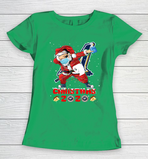 Milwaukee Brewers Funny Santa Claus Dabbing Christmas 2020 MLB Women's T-Shirt 5