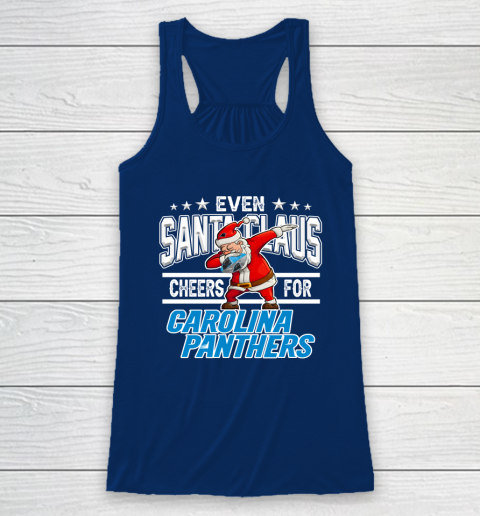 Carolina Panthers Even Santa Claus Cheers For Christmas NFL Racerback Tank 6