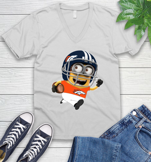 NFL Denver Broncos Minions Disney Football Sports V-Neck T-Shirt