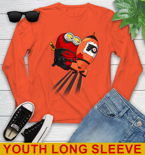 NHL Hockey Philadelphia Flyers Deadpool Minion Marvel Shirt Youth Long Sleeve 3