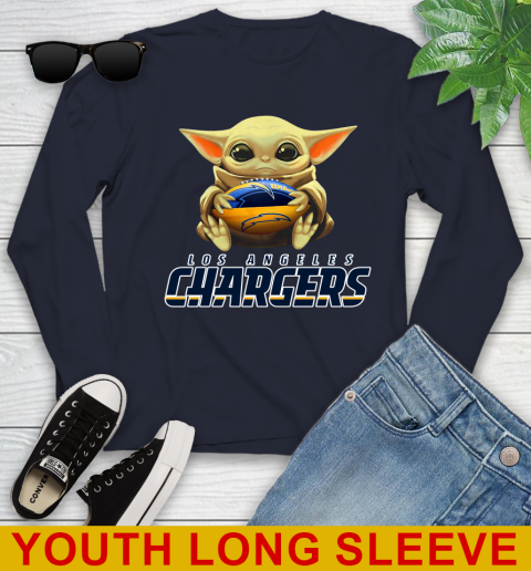 NFL Football Los Angeles Chargers Baby Yoda Star Wars Shirt Youth Long Sleeve 3