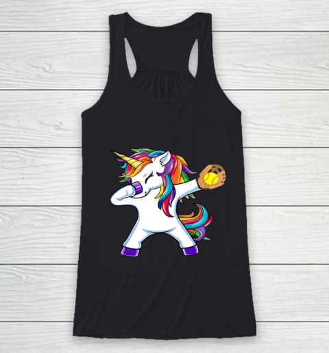 Dabbing Unicorn Softball T Shirt Funny Dab Gift Racerback Tank