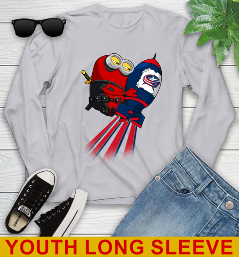 NHL Hockey Columbus Blue Jackets Deadpool Minion Marvel Shirt Youth Long Sleeve 5
