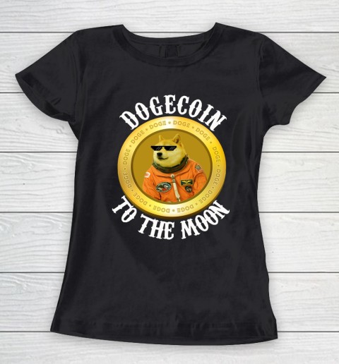 Dogecoin Cool Moon Astronaut Meme Crypto Women's T-Shirt
