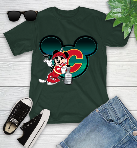 NHL Calgary Flames Stanley Cup Mickey Mouse Disney Hockey T Shirt Youth T-Shirt 5