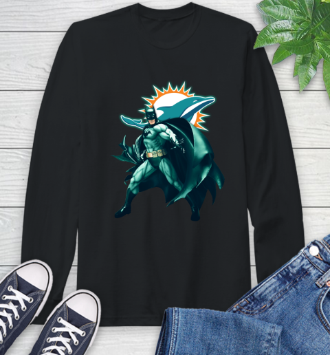 NFL Batman Football Sports Miami Dolphins Long Sleeve T-Shirt 2