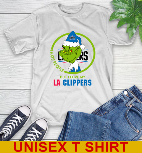 LA Clippers NBA Christmas Grinch I Hate People But I Love My Favorite Basketball Team T-Shirt