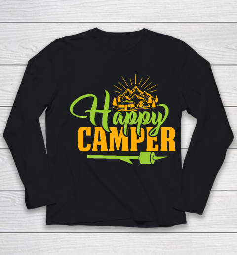 Happy Camping Camper Motorhome Mountains Funny Youth Long Sleeve