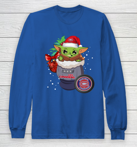 Montreal Canadiens Christmas Baby Yoda Star Wars Funny Happy NHL Long Sleeve T-Shirt 9