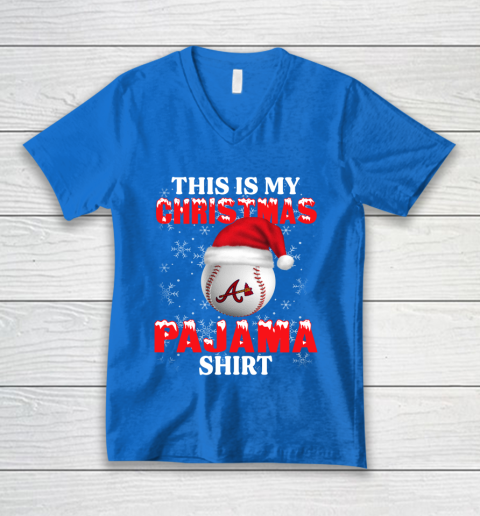 Atlanta Braves This Is My Christmas Pajama Shirt MLB V-Neck T-Shirt 5