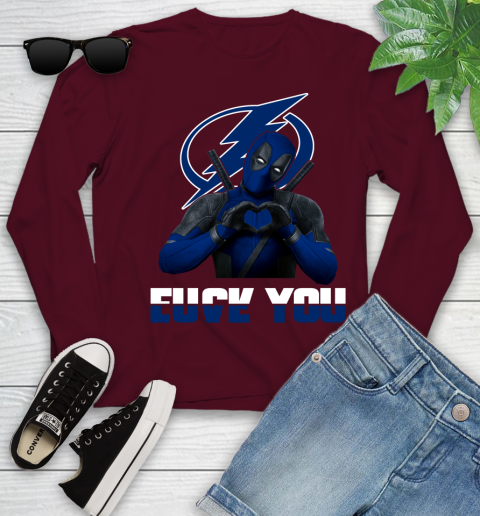 NHL Tampa Bay Lightning Deadpool Love You Fuck You Hockey Sports Youth Long Sleeve 6