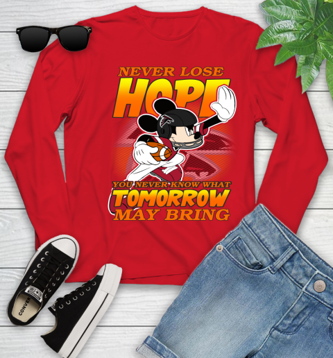 Atlanta Falcons NFL Football Mickey Disney Never Lose Hope (1) Youth Long Sleeve 11