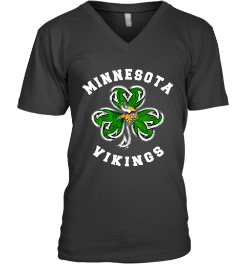 NFL Minnesota Vikings Three Leaf Clover St Patrick's Day Football Sports vPvT5z3xkZL v neck unisex 8 95 151514 front black