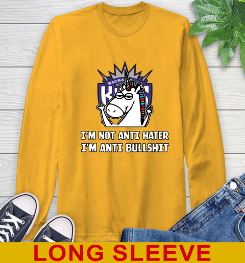 Sacramento Kings NBA Basketball Unicorn I'm Not Anti Hater I'm Anti Bullshit Long Sleeve T-Shirt 3
