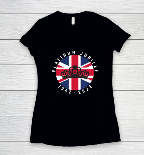 Queen Platinum Jubilee British Flag 70 Year Celebration Women's V-Neck T-Shirt