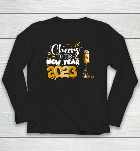 Wine Funny Cheers To The New Year Funny Happy New Year NYE Party Long Sleeve T-Shirt