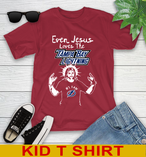 Tampa Bay Lightning NHL Hockey Even Jesus Loves The Lightning Shirt Youth T-Shirt 12