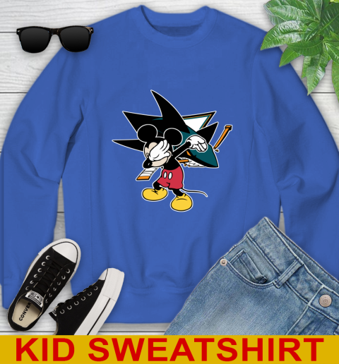 San Jose Sharks NHL Hockey Dabbing Mickey Disney Sports Youth Sweatshirt 7