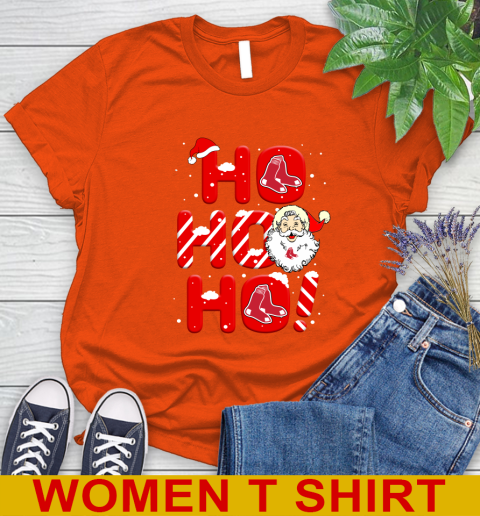 Boston Red Sox MLB Baseball Ho Ho Ho Santa Claus Merry Christmas Shirt Women's T-Shirt 3