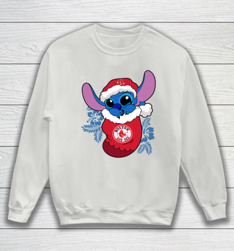 Boston Red Sox Christmas Stitch In The Sock Funny Disney MLB Sweatshirt 5