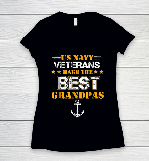 Grandpa Funny Gift Apparel  Us Navy Veterans Make The Best Grandpas Faded Women's V-Neck T-Shirt