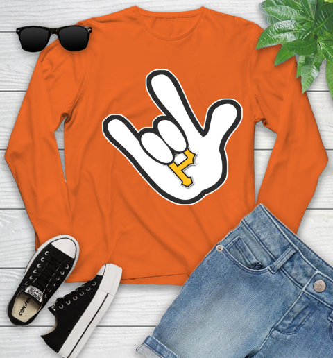 Pittsburgh Pirates MLB Baseball Mickey Rock Hand Disney Youth Long Sleeve 4