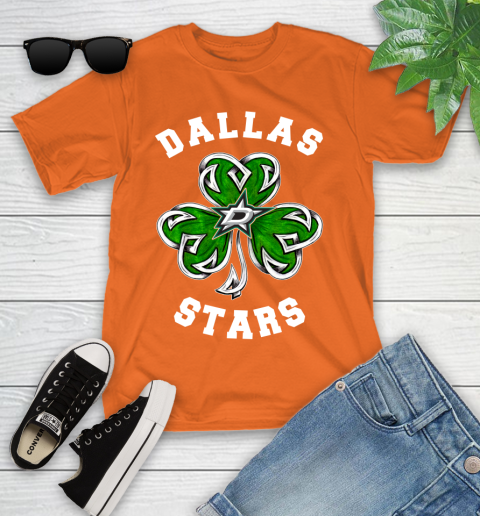 NHL Dallas Stars Three Leaf Clover St Patrick's Day Hockey Sports Youth T-Shirt 9