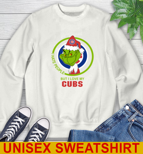 Chicago Cubs MLB Christmas Grinch I Hate People But I Love My Favorite Baseball Team Sweatshirt