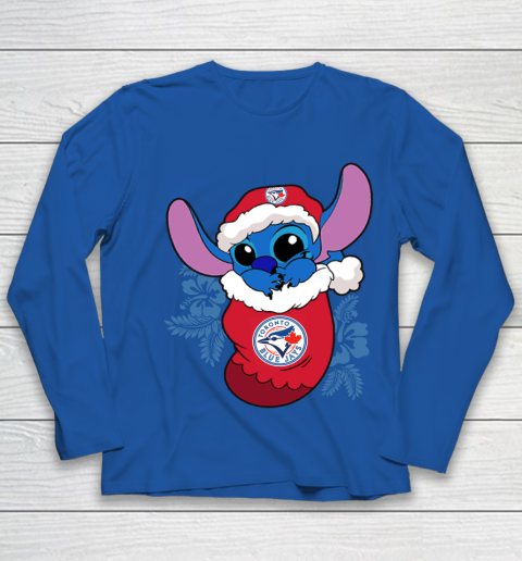 Toronto Blue Jays Christmas Stitch In The Sock Funny Disney MLB Youth Long Sleeve 9