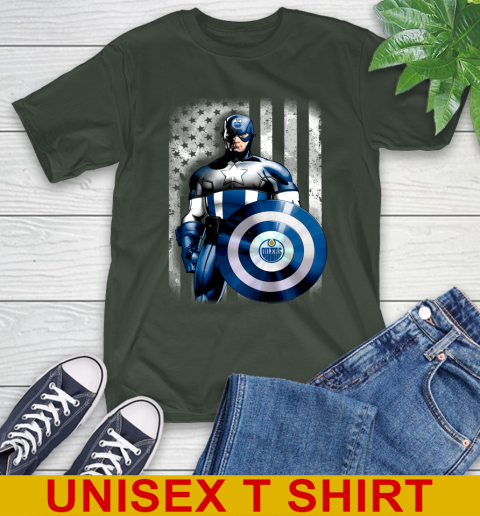 Edmonton Oilers NHL Hockey Captain America Marvel Avengers American Flag Shirt T-Shirt 6