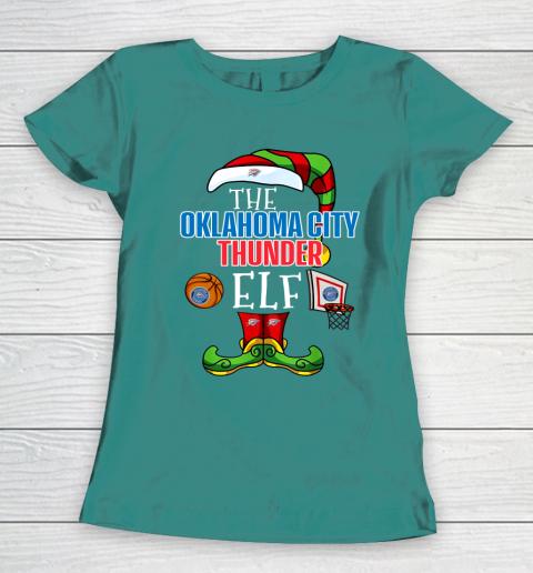 Oklahoma City Thunder Christmas ELF Funny NBA Women's T-Shirt 10