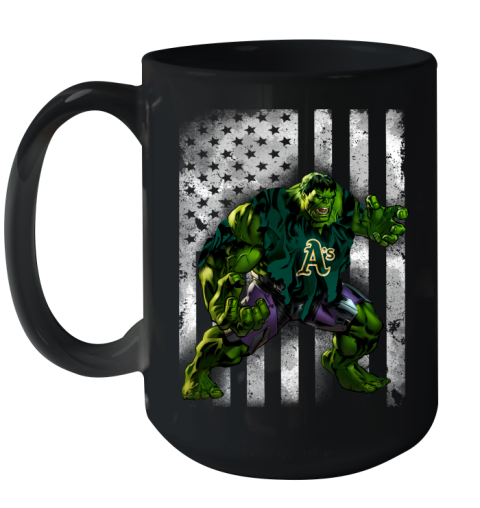 Oakland Athletics Hulk Marvel Avengers MLB Baseball American Flag Ceramic Mug 15oz