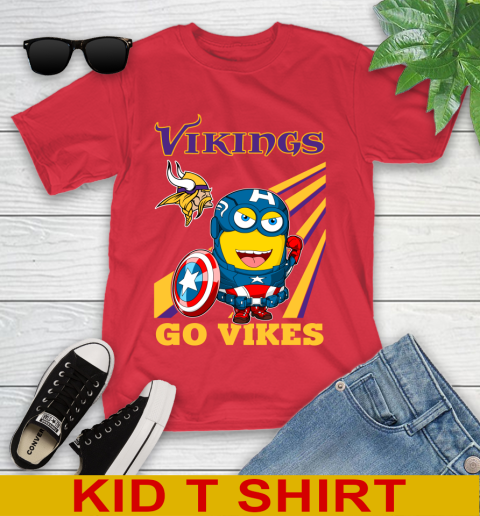 NFL Football Minnesota Vikings Captain America Marvel Avengers Minion Shirt Youth T-Shirt 11