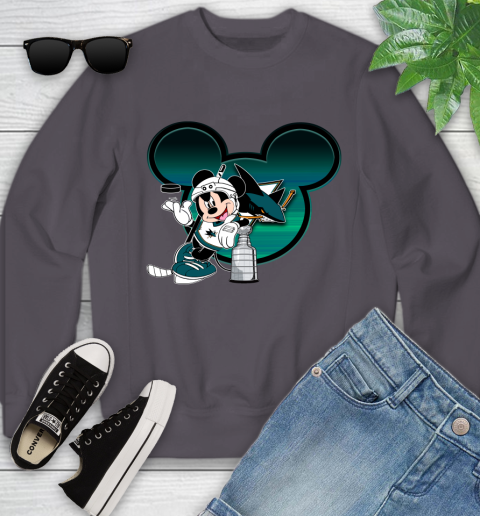 NHL San Jose Sharks Stanley Cup Mickey Mouse Disney Hockey T Shirt Youth Sweatshirt 6