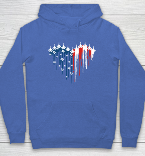 Retro Fighter Jet Airplane American Flag Heart 4th Of July Hoodie 5