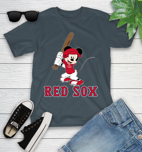 MLB Baseball Boston Red Sox Cheerful Mickey Mouse Shirt Youth T-Shirt 8
