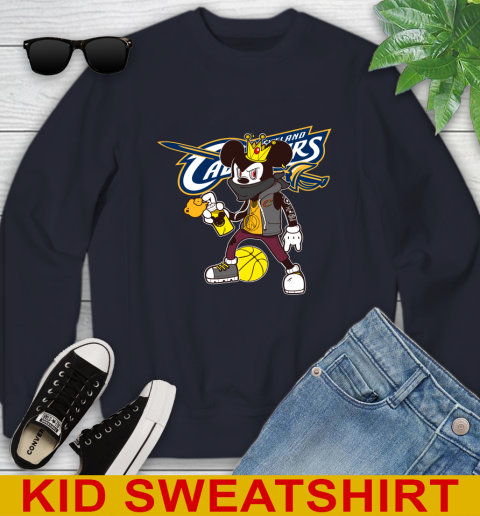 Cleveland Cavaliers NBA Basketball Mickey Peace Sign Sports Youth Sweatshirt 3