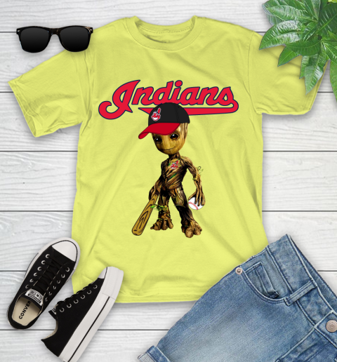 MLB Cleveland Indians Groot Guardians Of The Galaxy Baseball Youth T-Shirt 8