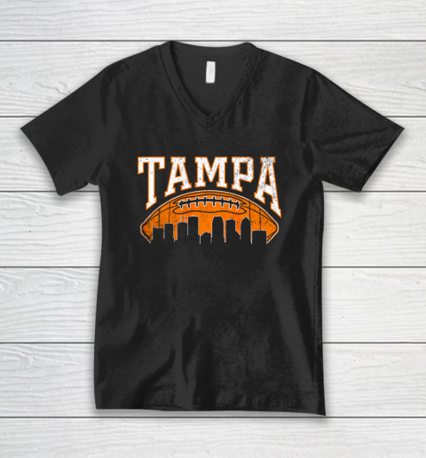 Vintage Tampa Bay Football Skyline V-Neck T-Shirt