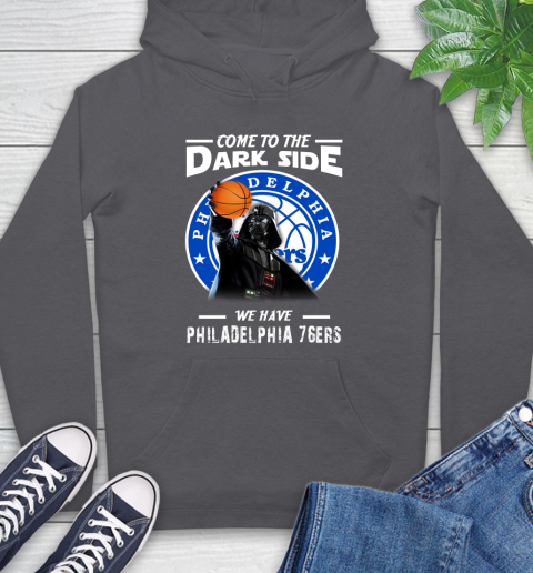 NBA Come To The Dark Side We Have Philadelphia 76ers Star Wars Darth Vader Basketball Hoodie 7