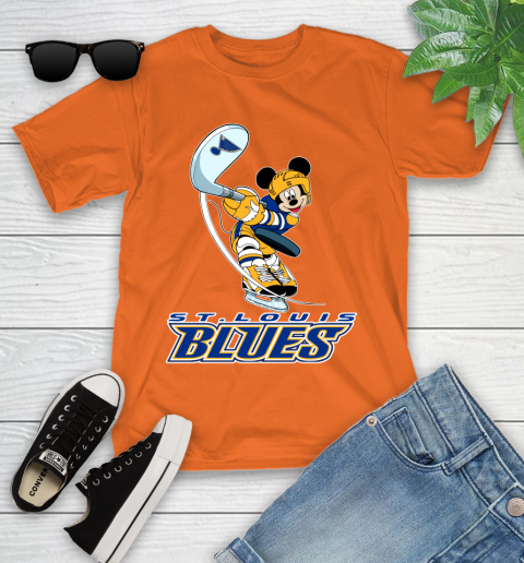 NHL Hockey St.Louis Blues Cheerful Mickey Mouse Shirt Youth T-Shirt 7