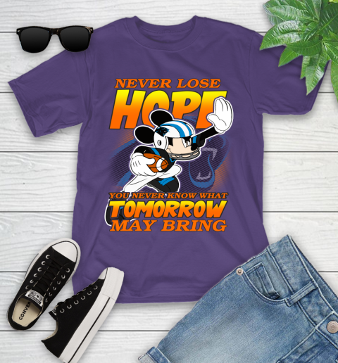 Carolina Panthers NFL Football Mickey Disney Never Lose Hope Youth T-Shirt 3