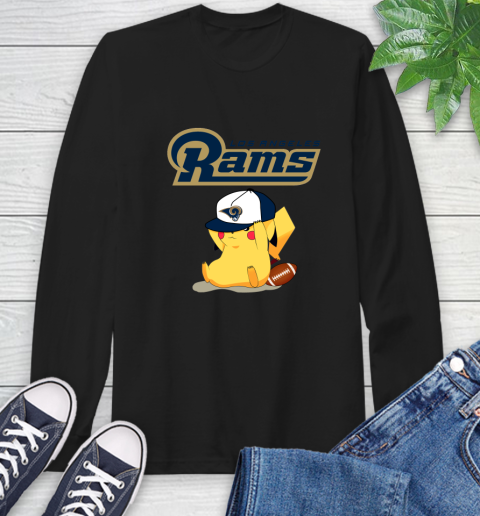 NFL Pikachu Football Sports Los Angeles Rams Long Sleeve T-Shirt 2