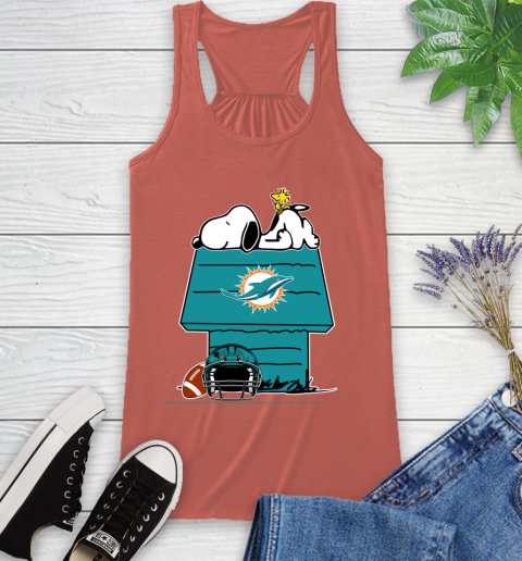 Miami Dolphins NFL Football Snoopy Woodstock The Peanuts Movie Racerback Tank 4