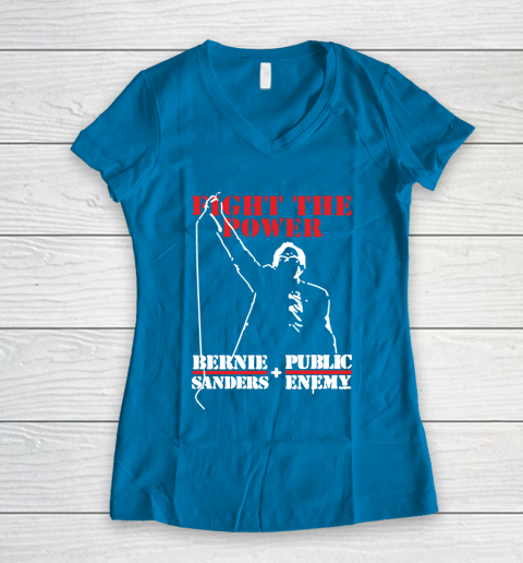 Fight The Power Bernie Sanders Public Enemy Women's V-Neck T-Shirt 5