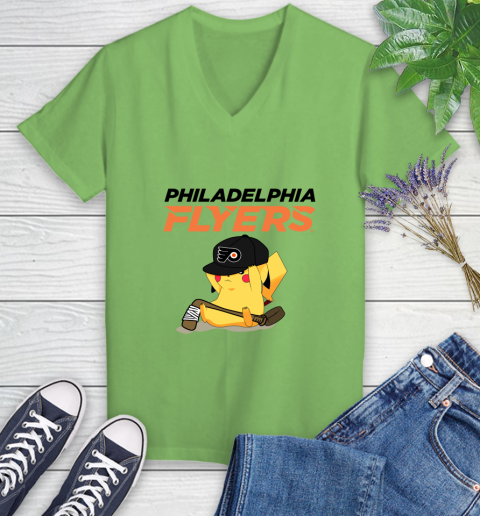 NHL Pikachu Hockey Sports Philadelphia Flyers Women's V-Neck T-Shirt 11