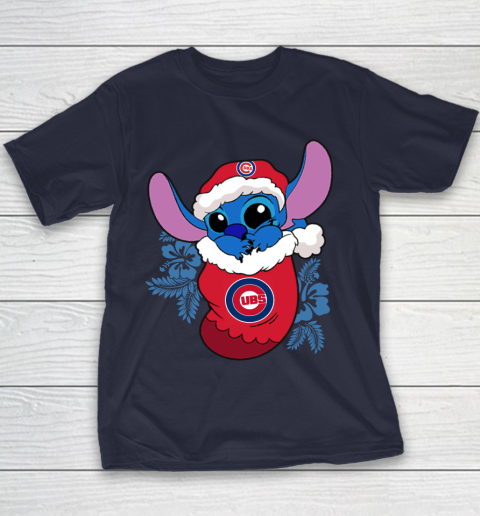 Chicago Cubs Christmas Stitch In The Sock Funny Disney MLB Youth T-Shirt 4