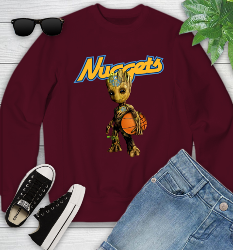 Denver Nuggets NBA Basketball Groot Marvel Guardians Of The Galaxy Youth Sweatshirt 5