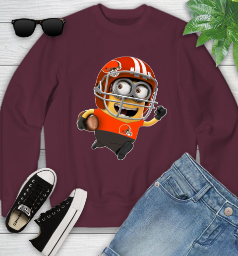 NFL Cleveland Browns Minions Disney Football Sports Youth Sweatshirt 5