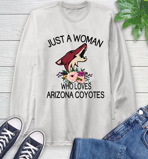 NHL Just A Woman Who Loves Arizona Coyotes Hockey Sports Long Sleeve T-Shirt